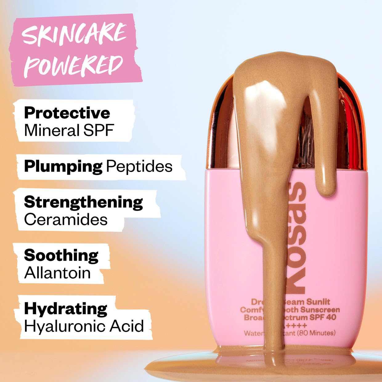 Kosas DreamBeam SPF 40 Mineral Sunscreen for Face + Makeup Prep – Lightweight Hydrating Sun Protection, 40 ml