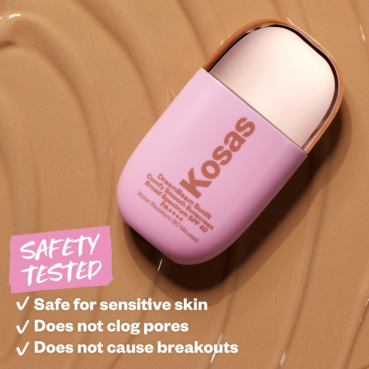 Kosas DreamBeam SPF 40 Mineral Sunscreen for Face + Makeup Prep – Lightweight Hydrating Sun Protection, 40 ml