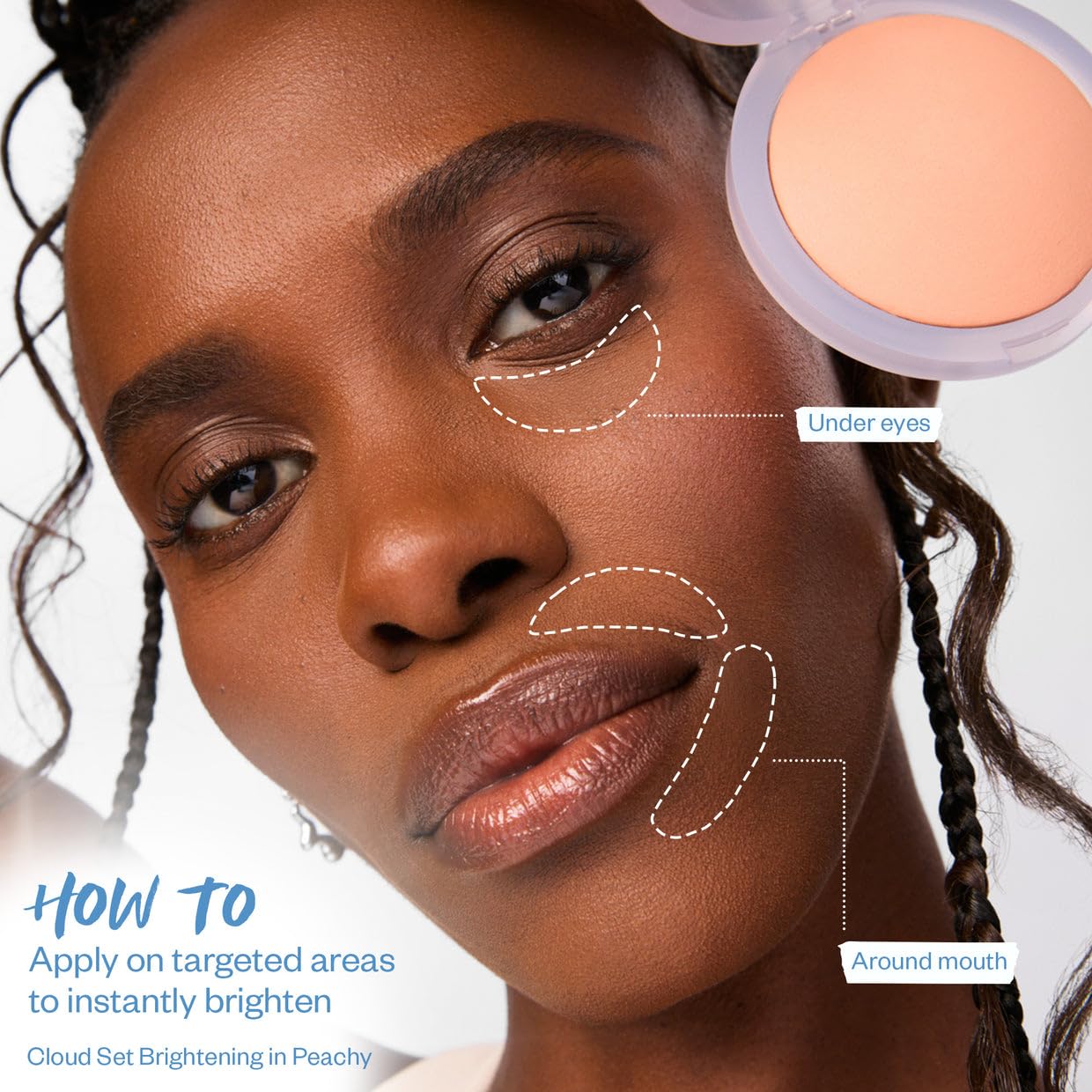 Kosas Cloud Set Brightening Baked Powder – Under Eye Setting Powder, Talc-Free Soft Focus Finish, Peachy